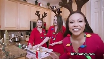 Busty Babes Spicing Up Xmas Cookie Making With A Cock