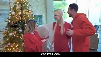 Cute Adopted Daughter Joins Her Foster Parents For Christmas Fuck
