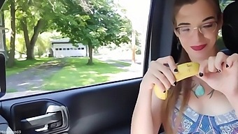 Brunette Stuffs Her Pussy With Banana