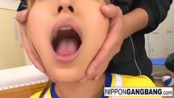 Gangbanged Asian Cheerleader Gets Covered In Cum