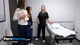 Pervdoctor - Teeny Babe And Her Busty Friend Went On Annual Exam But End Up Sharing The Doctors Cum