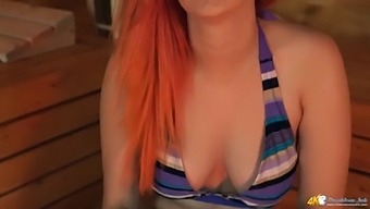 Cute British Babe In Sauna Teases You While You Wank And Perv Over Her Titties