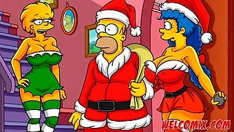 Karácsonyi Meglepetés Férjnek Ajándékozza A Feleségét Simpson Hentai-Val.