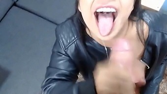 Hot Latina Gives Amazing Sloppy Blowjob With Facial