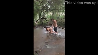 Fucking The Bitch In The Rainstorm At The Waterfall