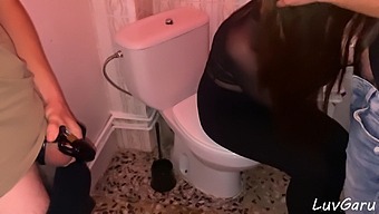 Hardcore Threesome In Public Toilet With Hotwife And Stranger